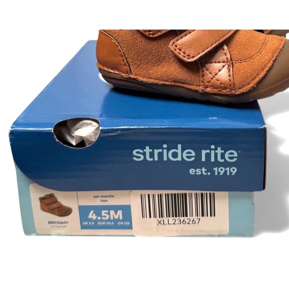 Stride Rite Martin Genuine Leather Boots Toddler 4.5 First Walker Hook & Loop - Picture 8 of 8